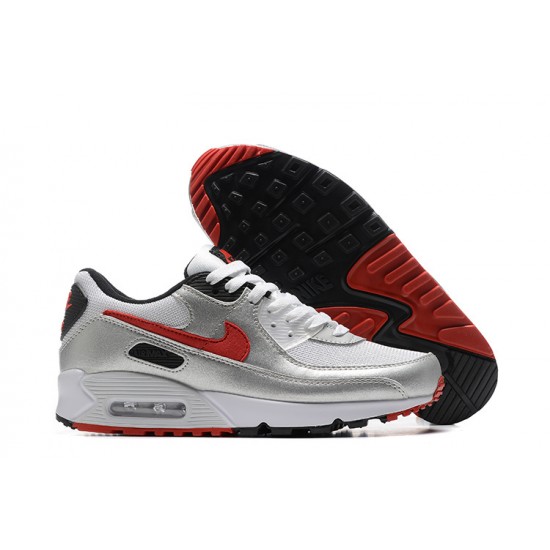 Nike Air Max 90 Uomo Scarpe Argento Rosso